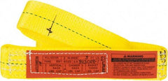 Lift-All - 3' Long x 2" Wide, 6,400 Lb Vertical Capacity, 1 Ply, Polyester Web Sling - 5,000 Lb Choker Capacity, Yellow - Americas Industrial Supply