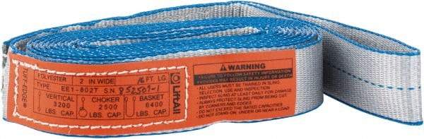Lift-All - 16' Long x 2" Wide, 3,200 Lb Vertical Capacity, 1 Ply, Polyester Web Sling - 2,500 Lb Choker Capacity, Silver (Color) - Americas Industrial Supply