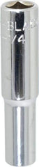 Blackhawk by Proto - 1/4", 1/4" Drive, Deep Hand Socket - 6 Points, 2" OAL, Chrome Finish - Americas Industrial Supply