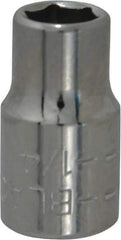 Blackhawk by Proto - 1/4", 1/4" Drive, Standard Hand Socket - 6 Points, 1" OAL, Chrome Finish - Americas Industrial Supply