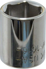 Blackhawk by Proto - 1/2", 1/4" Drive, Standard Hand Socket - 6 Points, 1" OAL, Chrome Finish - Americas Industrial Supply