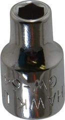 Blackhawk by Proto - 1/4" Drive, Standard Hand Socket - 6 Points, 7/8" OAL, Chrome Finish - Americas Industrial Supply