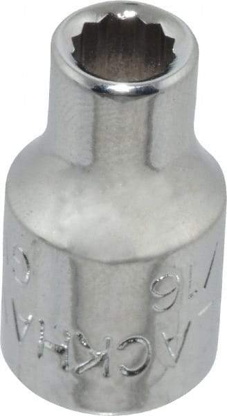 Blackhawk by Proto - 3/16", 1/4" Drive, Standard Hand Socket - 12 Points, 1" OAL, Chrome Finish - Americas Industrial Supply