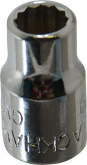 Blackhawk by Proto - 1/4", 1/4" Drive, Standard Hand Socket - 12 Points, 1" OAL, Chrome Finish - Americas Industrial Supply