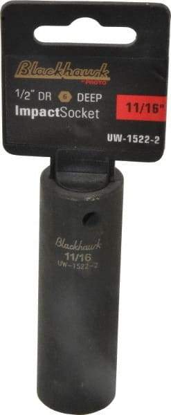 Blackhawk by Proto - 1/2" Drive 11/16" Deep Impact Socket - 6 Points, 3-5/16" OAL - Americas Industrial Supply