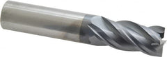 SGS - 3/4", 1-1/2" LOC, 3/4" Shank Diam, 4" OAL, 4 Flute, Solid Carbide Square End Mill - Single End, AlTiN Finish, Spiral Flute, Variable° Helix, Right Hand Cut, Right Hand Flute, Series Z1 - Americas Industrial Supply