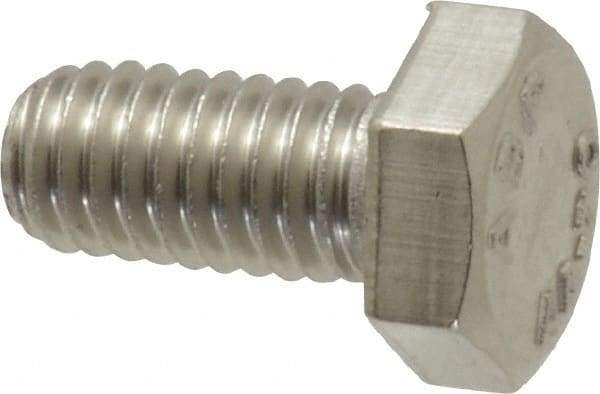 Value Collection - M6x1.00mm Metric Coarse, 12mm Length Under Head Hex Head Cap Screw - Fully Threaded, Grade 316 Stainless Steel, Uncoated, 10mm Hex - Americas Industrial Supply