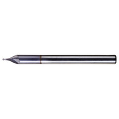‎0.025″ Dia. × 1/8″ Shank × 0.04″ DOC × 1-1/2″ OAL, Carbide TiCN, Spiral , 2 Flute, CW Helix, Ballnose End Mill - Exact Industrial Supply