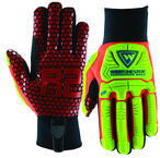 Synthetic Leather Double Palm Reinforced Red Silicone Palm Gloves Large - Americas Industrial Supply