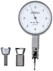 Fowler - 0.08 mm Range, 0.01 mm Dial Graduation, Horizontal Dial Test Indicator - 1-1/4 Inch White Dial, 0-40-0 Dial Reading - Americas Industrial Supply