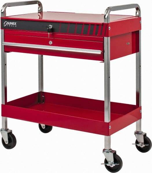 Sunex Tools - 350 Lb Capacity, 16" Wide x 30" Long x 35-1/4" High Service Cart - 1 Drawer, 2 Shelf, Steel - Americas Industrial Supply