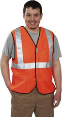 PRO-SAFE - Size M High Visibility Orange Mesh Breakaway Vest - 37 to 39" Chest, ANSI 107-2004, Hook & Loop Closure, 2 Pockets, Polyester - Americas Industrial Supply