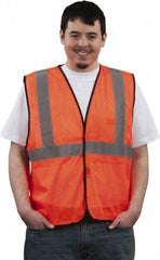 OccuNomix - Size M High Visibility Orange Mesh Breakaway Vest - Hook & Loop Closure, 2 Pockets, Polyester - Americas Industrial Supply