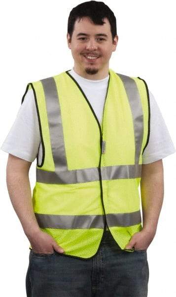 PRO-SAFE - Size XL High Visibility Yellow Mesh Breakaway Vest - 43 to 46" Chest, ANSI 107-2004, Hook & Loop Closure, 2 Pockets, Polyester - Americas Industrial Supply