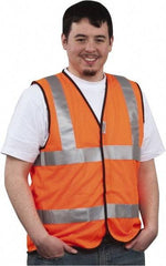 PRO-SAFE - Size L High Visibility Orange Mesh General Purpose Vest - 39 to 43" Chest, ANSI 107-2004, Hook & Loop Closure, Polyester - Americas Industrial Supply