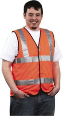 PRO-SAFE - Size M High Visibility Orange Mesh General Purpose Vest - 37 to 39" Chest, ANSI 107-2004, Hook & Loop Closure, Polyester - Americas Industrial Supply