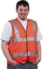 PRO-SAFE - Size 3XL High Visibility Orange Mesh General Purpose Vest - 49 to 52" Chest, ANSI 107-2004, Hook & Loop Closure, Polyester - Americas Industrial Supply