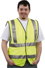 PRO-SAFE - Size L High Visibility Yellow Mesh General Purpose Vest - 39 to 43" Chest, ANSI 107-2004, Hook & Loop Closure, Polyester - Americas Industrial Supply