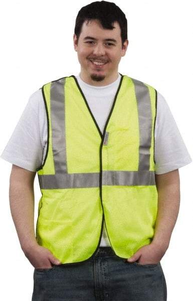 PRO-SAFE - Size M High Visibility Yellow Mesh General Purpose Vest - 37 to 39" Chest, ANSI 107-2004, Hook & Loop Closure, Polyester - Americas Industrial Supply
