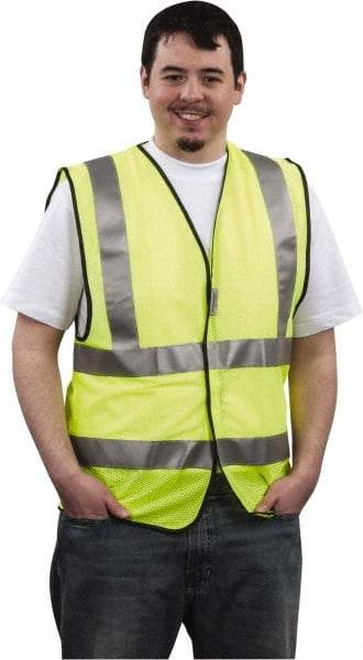PRO-SAFE - Size 3XL High Visibility Yellow Mesh General Purpose Vest - 49 to 52" Chest, ANSI 107-2004, Hook & Loop Closure, Polyester - Americas Industrial Supply