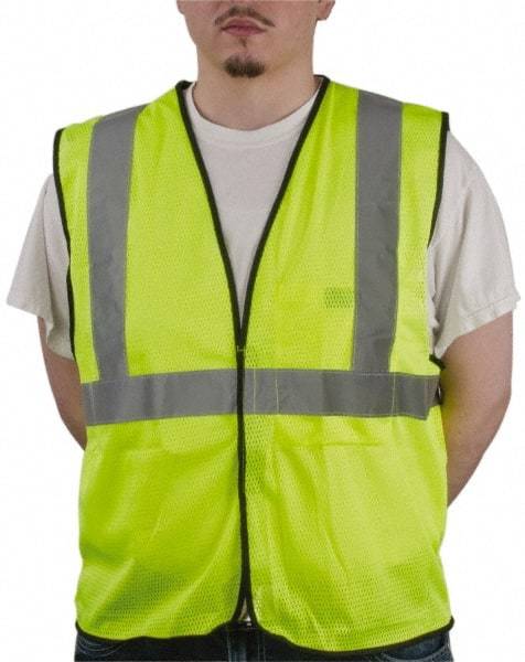 OccuNomix - Size L/XL High Visibility Yellow Mesh General Purpose Vest - 40 to 42" Chest, ANSI 107-2015, Hook & Loop Closure, 1 Pocket, Polyester - Americas Industrial Supply