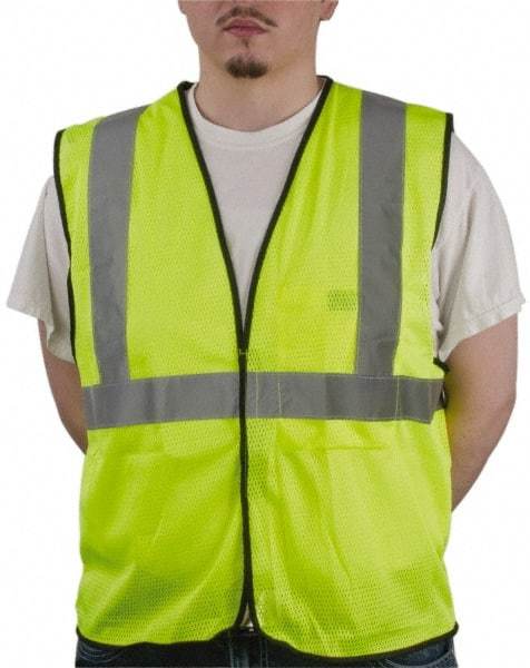 OccuNomix - Size S/M High Visibility Yellow Mesh General Purpose Vest - 36 to 38" Chest, ANSI 107-2015, Hook & Loop Closure, 1 Pocket, Polyester - Americas Industrial Supply