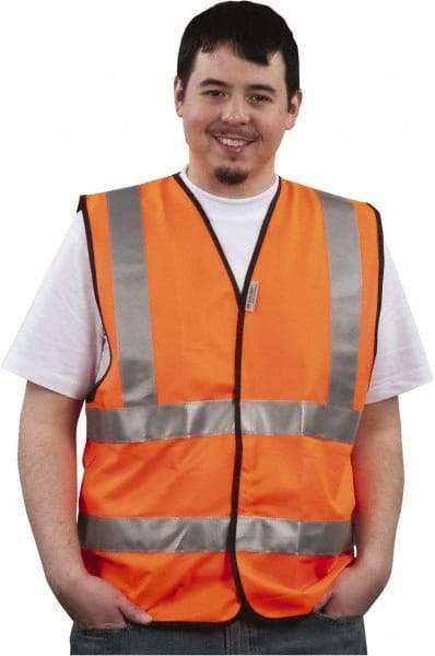 PRO-SAFE - Size XL High Visibility Orange Solid General Purpose Vest - 43 to 46" Chest, ANSI 107-2004, Hook & Loop Closure, Polyester - Americas Industrial Supply
