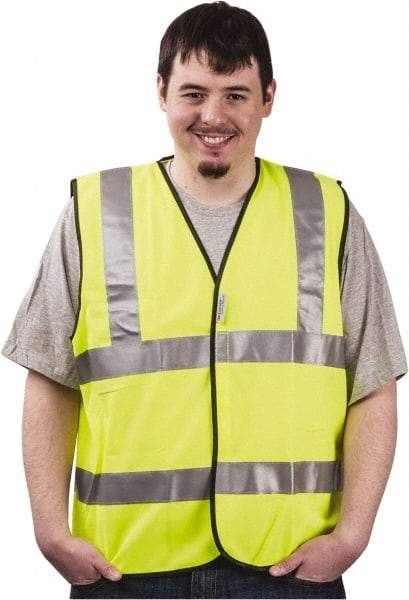 PRO-SAFE - Size 2XL High Visibility Yellow Solid General Purpose Vest - 46 to 49" Chest, ANSI 107-2004, Hook & Loop Closure, Polyester - Americas Industrial Supply