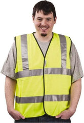 PRO-SAFE - Size 2XL High Visibility Yellow Solid General Purpose Vest - 46 to 49" Chest, ANSI 107-2004, Hook & Loop Closure, Polyester - Americas Industrial Supply
