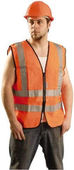 PRO-SAFE - Size M High Visibility Orange Solid Surveyor's Vest - 37 to 39" Chest, ANSI 107-2004, Zipper Closure, 12 Pockets, Polyester - Americas Industrial Supply