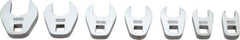 Proto - 7 Piece 1/4" Drive Open End Crowfoot Wrench Set - 7 to 14mm, with Clip Rail - Americas Industrial Supply