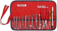 Proto - 12 Piece, 13/64" to 11/32", Ignition Wrench Set - Inch Measurement Standard, Chrome Finish, Comes in Roll Up Pouch - Americas Industrial Supply
