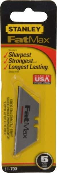 Stanley - 5 Piece High Carbon Steel Utility Knife Blade - 2-7/16" OAL, 0.024" Blade Thickness - Americas Industrial Supply