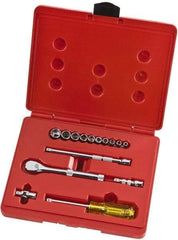 Proto - 15 Piece 1/4" Drive Full Polish Finish Socket Set - 6 Points, 3/16" to 9/16" Range, Inch Measurement Standard - Americas Industrial Supply