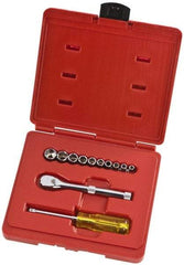 Proto - 12 Piece 1/4" Drive Full Polish Finish Socket Set - 6 Points, 3/16" to 9/16" Range, Inch Measurement Standard - Americas Industrial Supply