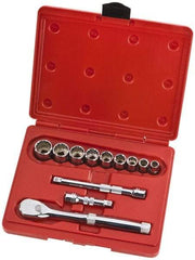 Proto - 12 Piece 3/8" Drive Full Polish Finish Socket Set - 12 Points, 1/4" to 3/4" Range, Inch Measurement Standard - Americas Industrial Supply