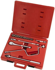 Proto - 16 Piece 1/2" Drive Full Polish Finish Socket Set - 12 Points, 7/16" to 1" Range, Inch Measurement Standard - Americas Industrial Supply
