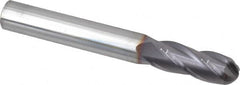 Niagara Cutter - 3/8" Diam, 1" LOC, 4 Flute Solid Carbide Ball End Mill - TiAlN Finish, Single End, 3" OAL, 3/8" Shank Diam, Spiral Flute - Americas Industrial Supply