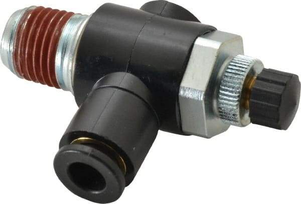 ARO/Ingersoll-Rand - 1/4" Male NPT x 1/4" Female NPT Right Angle Flow Control Valve - 0 to 150 psi & Brass Material - Americas Industrial Supply
