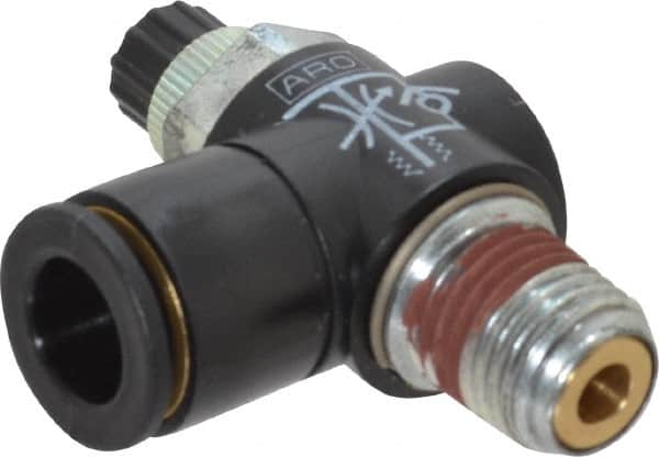 ARO/Ingersoll-Rand - 1/4" Male NPT x 3/8" Female NPT Right Angle Flow Control Valve - 0 to 150 psi & Brass Material - Americas Industrial Supply
