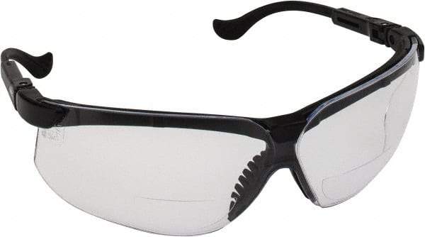 Uvex - +2, Clear Lenses, Scratch Resistant, Framed Magnifying Safety Glasses - UV Protection, Adjustable Temples, Black Polycarbonate Frame, ANSI Z87.1-2003 - Americas Industrial Supply
