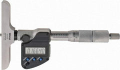 Mitutoyo - 0 to 152.4mm Range, 4" Base Length, 6 Rods, Ratchet Stop Thimble, Electronic Depth Micrometer - No Water Resistance Rating, 0.00005" Resolution, Accurate to 0.00012", 0.157" Rod Diam, SR44 Battery, Data Output - Americas Industrial Supply