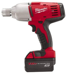 Milwaukee Tool - 7/16" Drive 18 Volt Pistol Grip Cordless Impact Wrench & Ratchet - 0 to 1,900 RPM, 0 to 2,200 BPM, 350 Ft/Lb Torque, 2 Lithium-Ion Batteries Included - Americas Industrial Supply