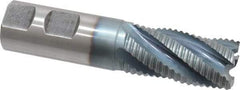 Hertel - 1" Diam, Coarse Pitch, 2" LOC, 5 Flute Cobalt Roughing Square End Mill - TiCN Finish, 4-1/2" OAL, 1" Shank Diam, Single End, 30° Helix - Americas Industrial Supply