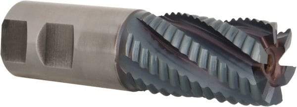 Hertel - 1-1/4" Diam, Coarse Pitch, 2" LOC, 6 Flute Cobalt Roughing Square End Mill - TiCN Finish, 4-1/2" OAL, 1-1/4" Shank Diam, Single End, 30° Helix - Americas Industrial Supply