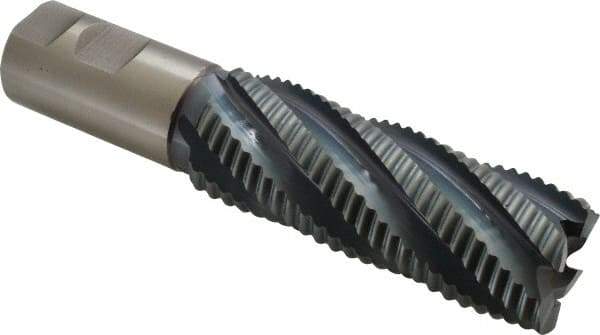 Hertel - 1-1/2" Diam, Coarse Pitch, 4" LOC, 6 Flute Cobalt Roughing Square End Mill - TiCN Finish, 6-1/2" OAL, 1-1/4" Shank Diam, Single End, 30° Helix - Americas Industrial Supply