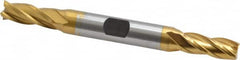 Hertel - 5/16", 3/4" LOC, 3/8" Shank Diam, 3-1/2" OAL, 4 Flute, Cobalt Square End Mill - Double End, TiN Finish, Spiral Flute, 30° Helix, Centercutting, Right Hand Cut, Right Hand Flute - Americas Industrial Supply