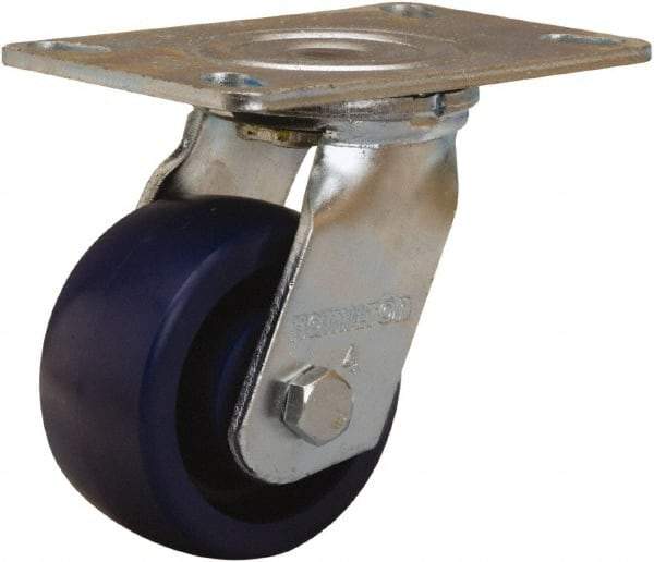 Hamilton - 4" Diam x 2" Wide x 5-5/8" OAH Top Plate Mount Swivel Caster - Polyurethane, 750 Lb Capacity, Sealed Precision Ball Bearing, 4-1/2 x 6-1/4" Plate - Americas Industrial Supply