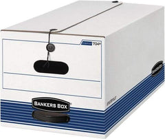 BANKERS BOX - 1 Compartment, 12 Inch Wide x 24 Inch Deep x 10 Inch High, File Storage Box - 1 Ply Side, 2 Ply Bottom, 2 Ply End, White and Blue - Americas Industrial Supply