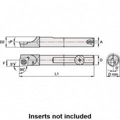 Kennametal - 6.91mm Min Bore Diam, 150mm OAL, 6mm Shank Diam, E-SCLD Indexable Boring Bar - CD.. S4T002 Insert, Screw Holding Method - Americas Industrial Supply
